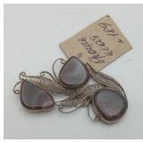 Silver Wrapped Banded Agate Brooch Pin