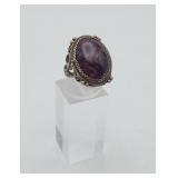 Charoite Silver Filigree Ring