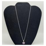 Sterling Box Chain Purple Stone Star PendanT