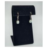 Sterling Silver Opal Leverback Dangle Earrings