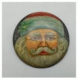 Russian Painted Father Frost Lacquer Pin Brooch