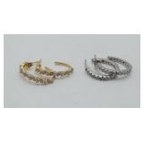 Sterling Silver Gold Overlay CZ Earrings 2 sets