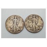 1945 & 45D Walking Liberty Silver Half Dollar Coin