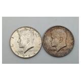 2 Kennedy Silver Half Dollar US Coins 1964