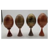 Russian Lacquer Gold Painted Wood Egg on Stand