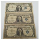 1957b Silver Certificate Bank Notes 3 total