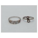 2 Sterling Silver Ring CZ Stone