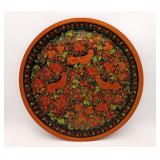 Vintage Russian Khokhloma Hand Painted Plate 20'