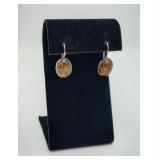 Sterling Silver Amber Dangle Earrings