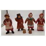 Wood Carved Russian Maiden Folklore Figures
