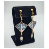 Alpaca Mexico Gold Abalone Dangle Earrings