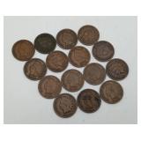 15 Indian Head Pennies 1906 One Cent Coins
