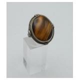 Tiger Eye Cabochon Silver Ring