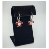 Sterling Silver Red Airplane Earrings