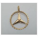 14k Gold Mercedes-Benz Pendant 3.4 Grams