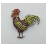 Sterling Silver Enamel Rooster Pin