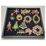 Rhinestone Costume Jewelry Brooches Christmas Pins