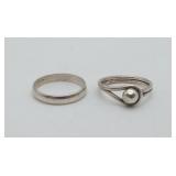 2 Sterling Silver Bands Rings 5 grams