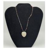 Multi Colored Glass Bead Necklace Quartz Pendant