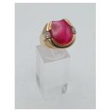 10k Gents Red Spinel Diamond Ring SEE NOTES