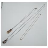 3 Sterling Silver  Necklaces Beaded 'R'