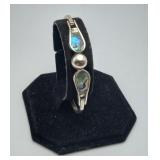 Alpaca Silver Abalone Shell Bangle Clasp Bracelet