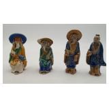 4 VTG Chinese Mudmen Glazed Pottery Figures