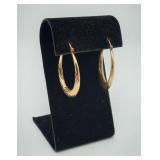 14k Gold Rope Design Hoop Earring Hinge Clasp 3gr