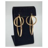14k Gold Tube Hoop Double Loop Earrings 6 Grams