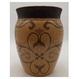 10' Floral Ribbed Pottery Ceramic Vase