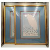 Denise Harris KNOWN ARTIST Heron  Litho 2 Pcs