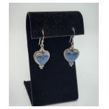 Sterling 925 French Hook Amethyst Heart Earrings