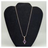 Sterling Contemporary Amethyst Pendant Necklace