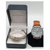 Chronograph Watch & Anne Klein II Silver Watch MIB