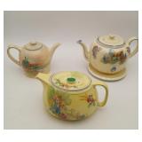 3 Porcelain Teapots Gibson England Royal Doulton