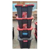 4 Husky Stack Totes 3-25 Gallon1-35 Gallon LIDDED