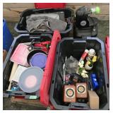 3 Husky Totes 25 Gallon W/ Kitchen Wares