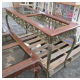 Wood Cast Iron Glass top Sofa Table