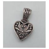 Sterling Silver Shadow Box Heart Pendant 9.5 gms