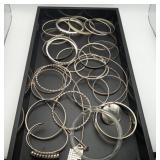 LG Group Silver Bangle Bracelet NOT STERLING