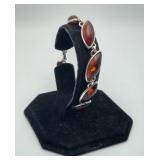 Sterling Silver Marquise Cut Amber Stone Bracelet