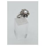 Sterling Silver CZ & Freshwater Pearl Ring