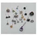 Sterling Silver Stud Gems Stone Earrings NOT MATCH