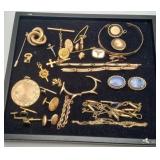 LOT Gold FILLED Jewelry Cuff Links Pendant Fobs