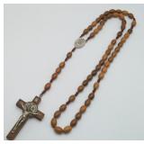 Olive Wood Rosary Crucifix St Benedict Cross