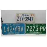 3 Vintage License Plates Jersey VA Colorado