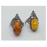 Cognac Amber Silver Ring LIKELY STERLING