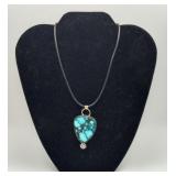 14K Turquoise & Diamond Necklace