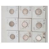 1897-1899 V Nickels 9 Us Coins