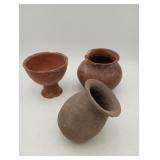 Red Clay Incised Banded Terracotta Vessel Vase